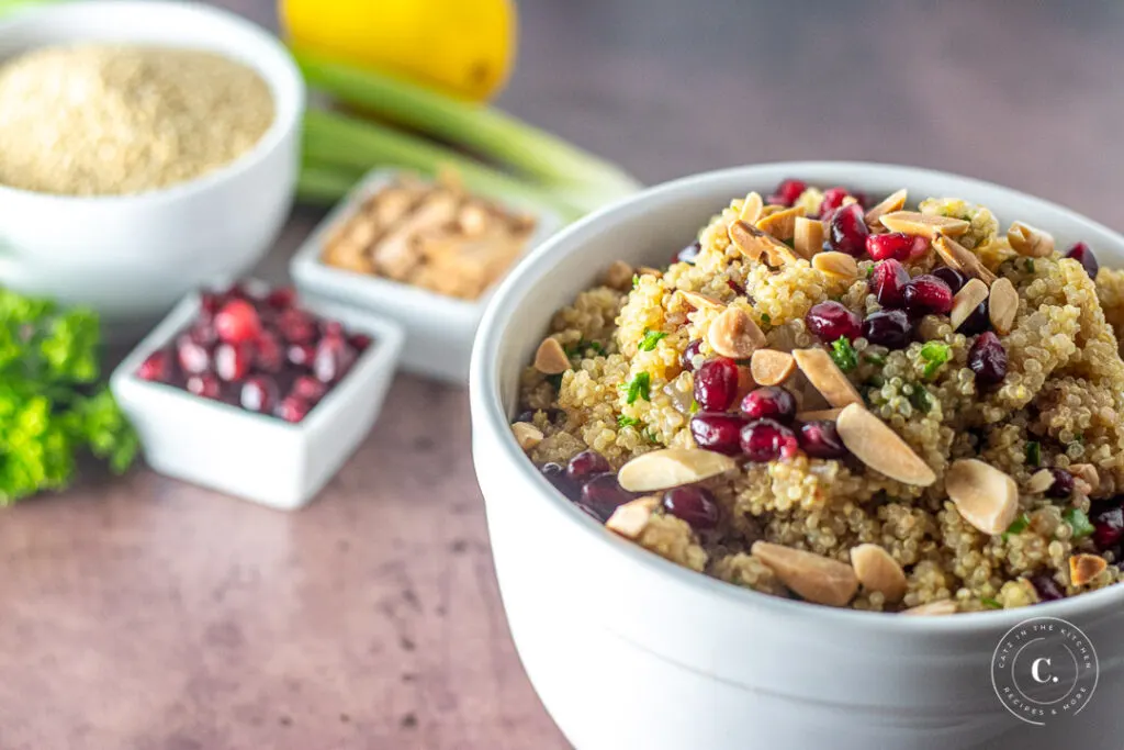 Pomegranate Quinoa Pilaf with ingredients 